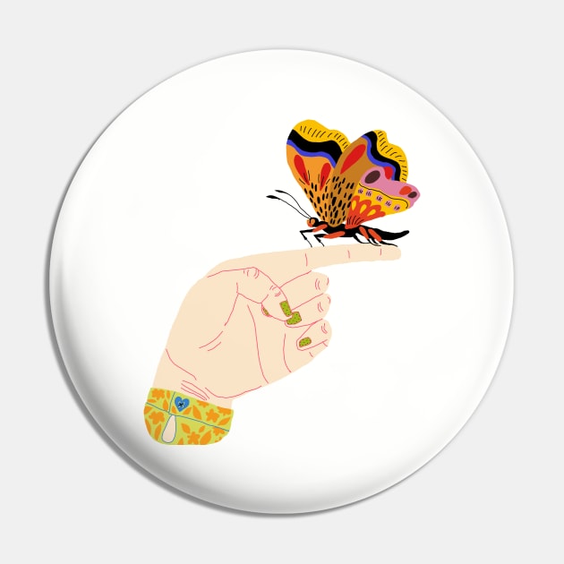 Butterfly on a finger Pin by ezrawsmith