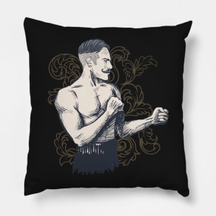 Old Vintage Hipster Bare Knuckle Fighter Pillow