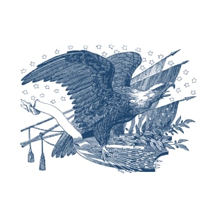 Screaming Bald Eagle on USA Shield Arrows and Olive Branches T-Shirt