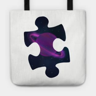 Autism Space puzzle piece Tote