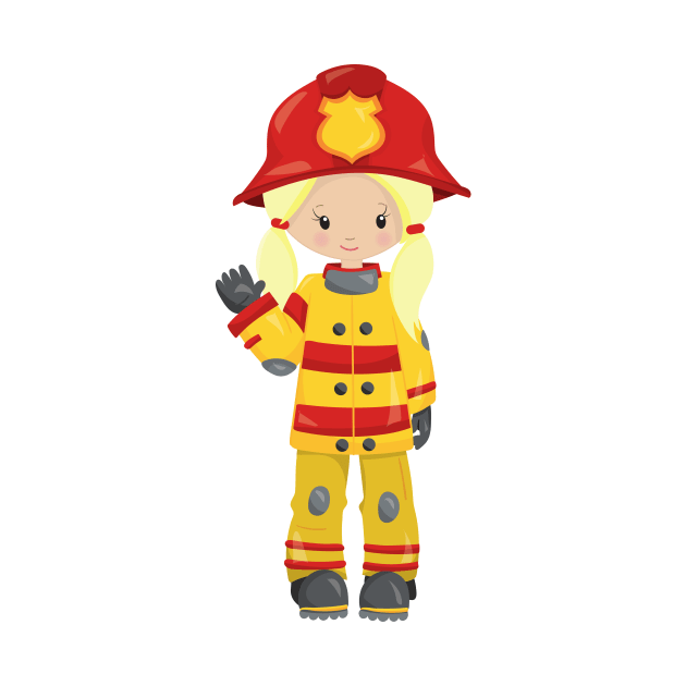 Girl Fireman, Female Firefighter, Blonde Hair by Jelena Dunčević