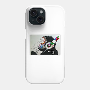 Banksy Monkey with Headphones Phone Case