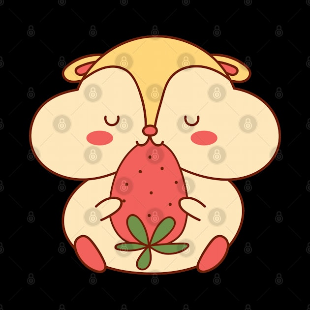 Cute hamster eating strawberry by Sticker deck