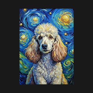 Poodle Dog Breed Painting in a Van Gogh Starry Night Art Style T-Shirt