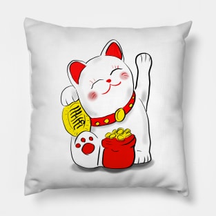 Wacky waving lucky cat Pillow