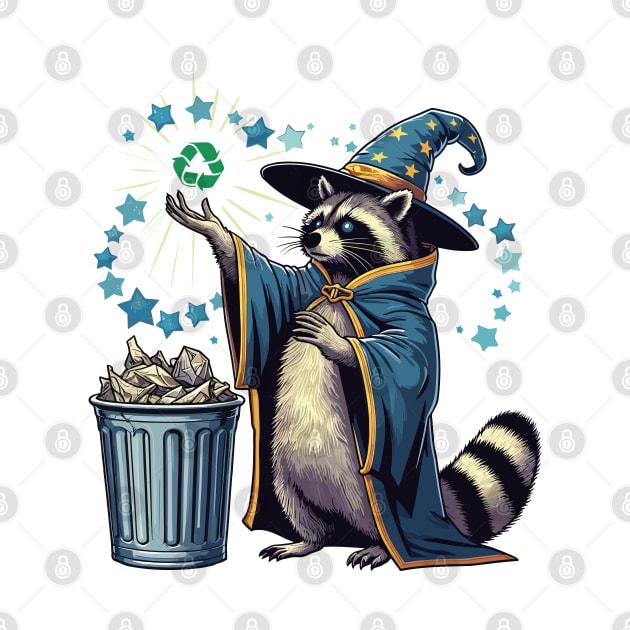 Raccoon Recycling Trash by katzura