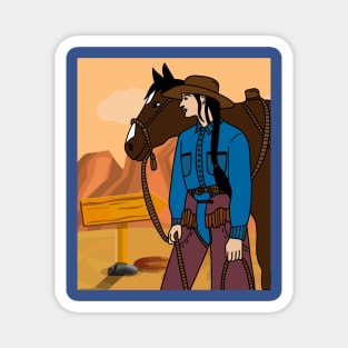 Retro Wild West Cowboys Rodeo Magnet