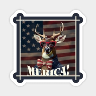 Funny Patriotic Deer MERICA! Happy Birthday America! Magnet