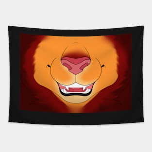 Red Mane Lion Face Tapestry