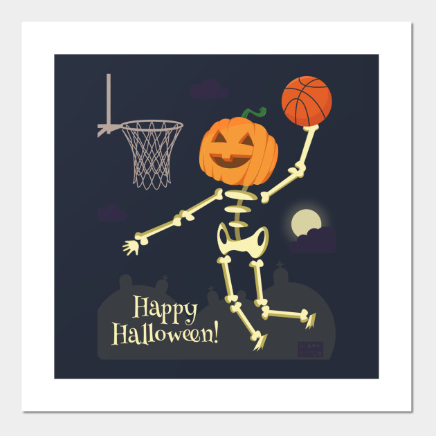 Pumpkin Head Skeleton Slam Dunk Basketball Halloween - Slam Dunk - Posters  and Art Prints | TeePublic