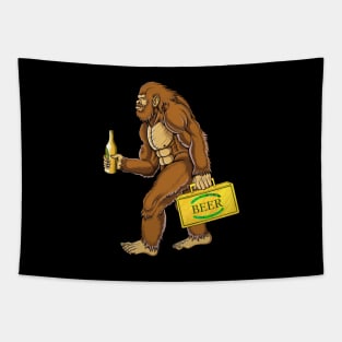 Bigfoot drinking beer Tapestry