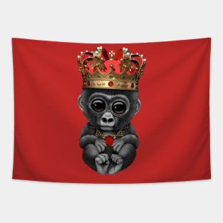 Cute Royal Gorilla Wearing Crown Tapestry