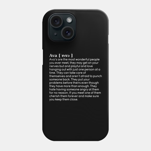 Ava name definition (black) Phone Case by acatalepsys 