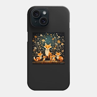 Art Brut Fox Family Portrait at Night Phone Case