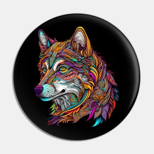 Colorful Wolf Pin