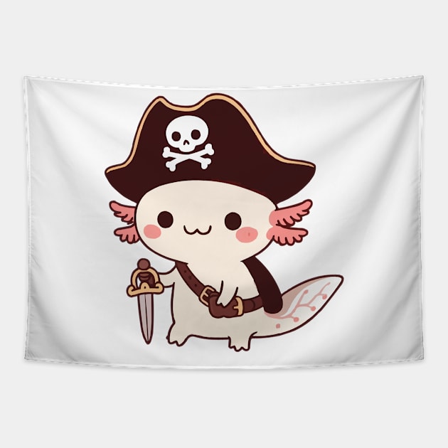 cute chibi pirate axolotl Tapestry by fikriamrullah