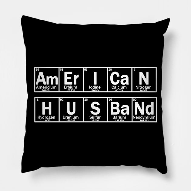 AMERICAN husband chemical letters Pillow by Context