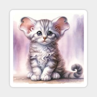 American Curl Watercolor Kitten - Cute Kitties Magnet