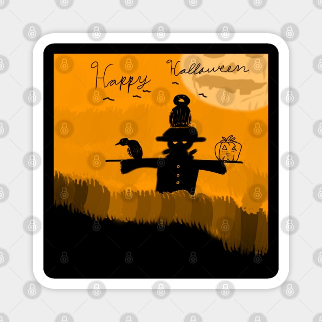 scarecrow in the fields Magnet by Slynado