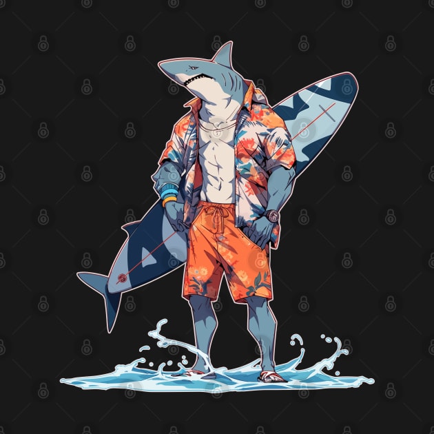 Meh Hawaiian Anime Shark Surfer by DanielLiamGill