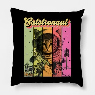 Cat Astronaut In Space Vintage Comic Book Cover Pillow