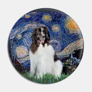 Starry Night Adapted to Include a Newfoundland Landseer Pin