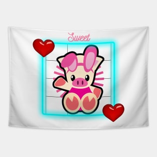 Cute Baby Pig Bunny Tapestry