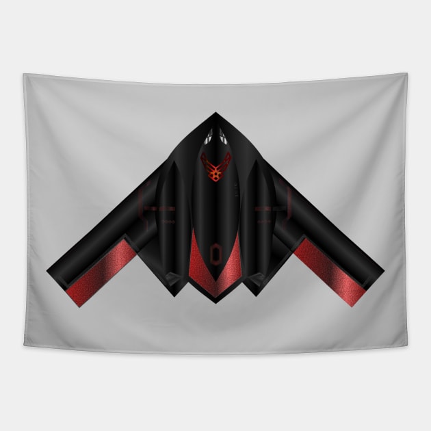 USAF B2 Spirit  Stealth Bomber - Black Red Tapestry by geodesyn