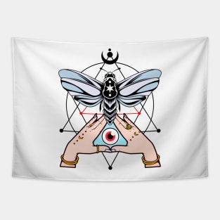 Witch Hands With Magic Moth Tapestry