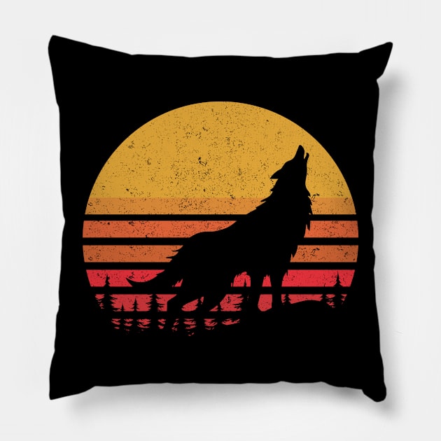 Vintage Wolf Pillow by LotusTee