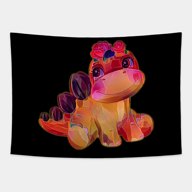 MamaSaurus cute Dinosaur mom Tapestry by ZenCloak