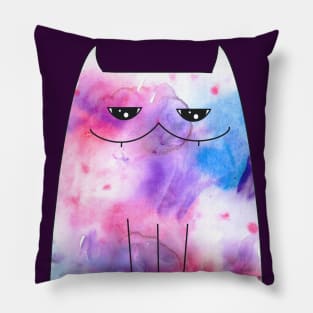 Watercolor gloomy cat Pillow