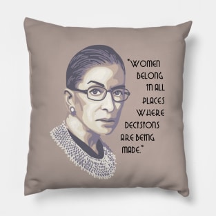 Ruth Bader Ginsburg Portrait and Quote Pillow