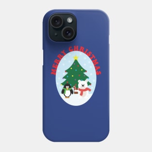 Merry Christmas Cute Penguin and Bear Phone Case