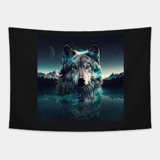 Wolf - Lake Reflections Tapestry
