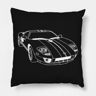 GT 40 Wireframe White Drawing Pillow