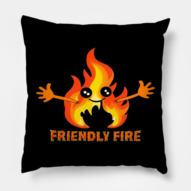 Friendly Fire Pillow by LininaDesigns