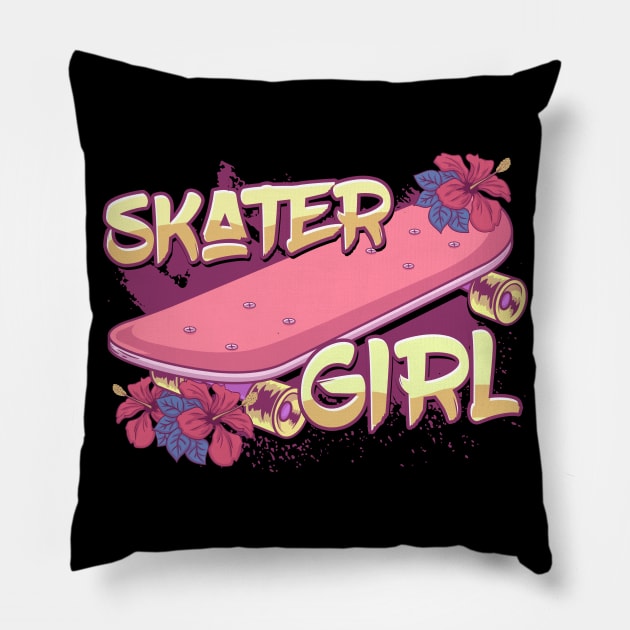 Skater Girl Skateboard Pillow by KAWAIITEE