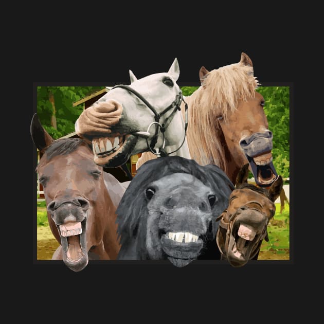 Horses Doing Selfie Funny Horse Lover Horseback by BUBLTEES