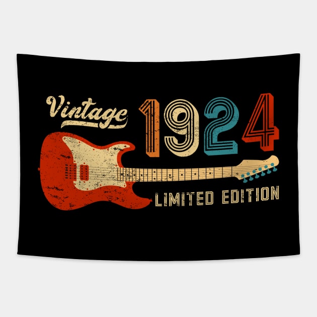 Vintage 1924 Birthday Retro Music Lover Guitarist Tapestry by Cuteness Klub