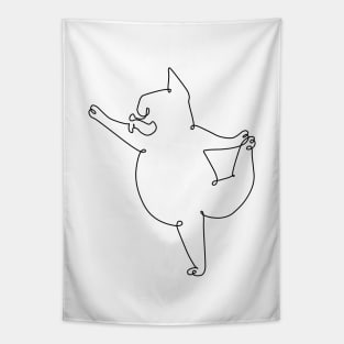 One Line Frenchie Dancer Pose Tapestry