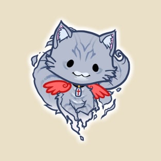 Halloween Chibi Winged Kitty - Grey Tabby Ghost Cat T-Shirt