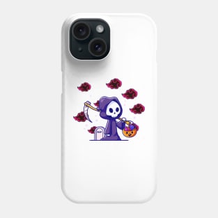 Midnight Stroll of the Grim Reaper: A Haunting Tale Phone Case