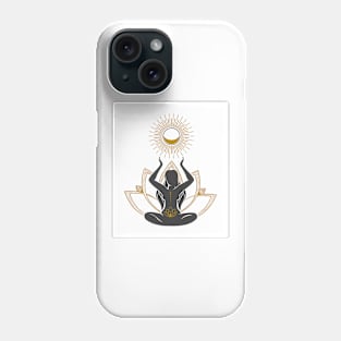 Woman Silhouette and Mystic Symbol of Sun and Moon Phone Case