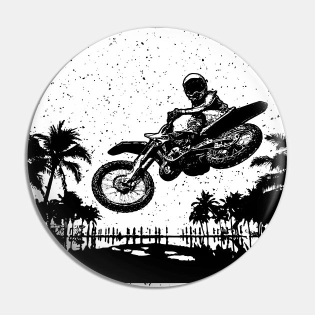 Tropical Motocross with Grunge Effect Pin by CamcoGraphics