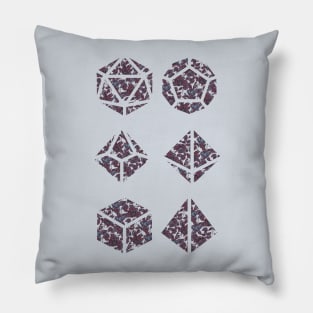 Dark Vampire Blue and Red Gradient Rose Vintage Pattern Silhouette Polyhedral Dice - Dungeons and Dragons Design Pillow