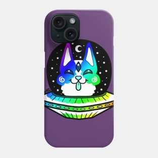 Rainbow UFO Alien Space Corgi Phone Case