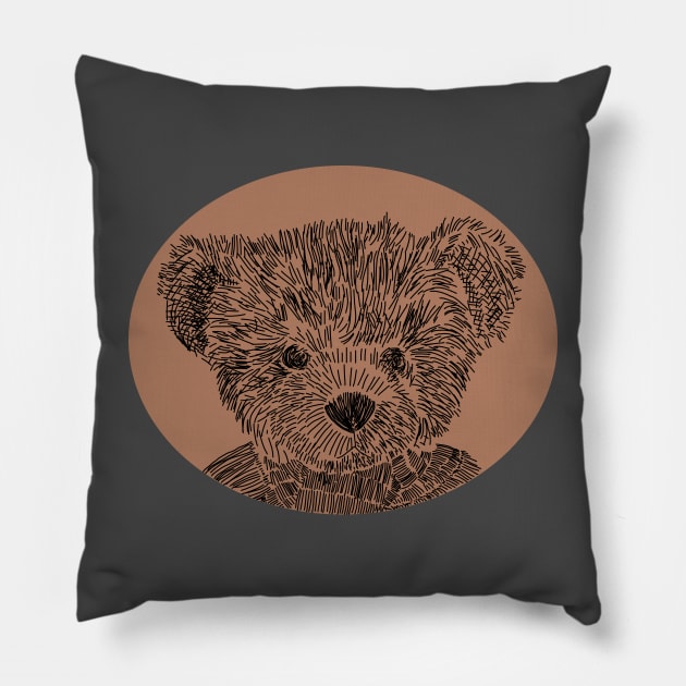 Sad Teddy Bear Pillow by ellenhenryart