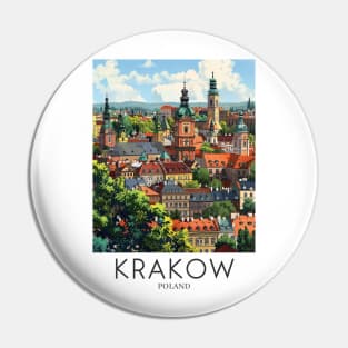 A Pop Art Travel Print of Krakow - Poland Pin