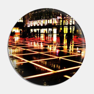 Finsbury Avenue Square, London, at night - surreal city photo in red and orange Pin